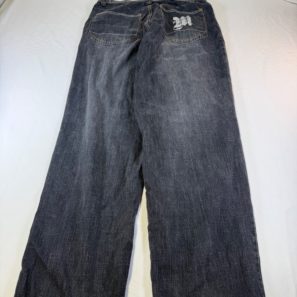 Vintage Makaveli Tupac Y2K Rap Hip‎ Hop Baggy Black Denim Jeans 34X34 - Picture 3 of 8